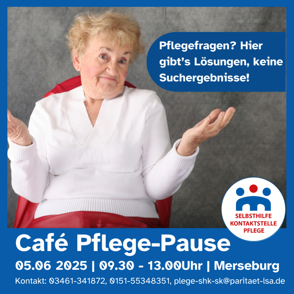 Auf den Bild sieht man eine älte Dame, weche fragend Ihr Hände in die Luft hebt. Im Bild steht noch nachfolgender Text: Pflegefragen? Hier gibt´s Lösungen, keine Suchergebnisse