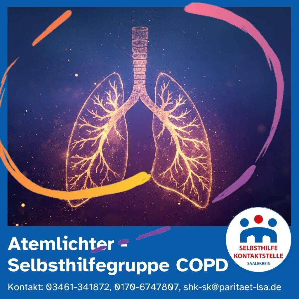 Es ist eine funkensprühende Zeichnung einer Lunge zu sehen, die symbolisch für die Erkrankung COPD steht.